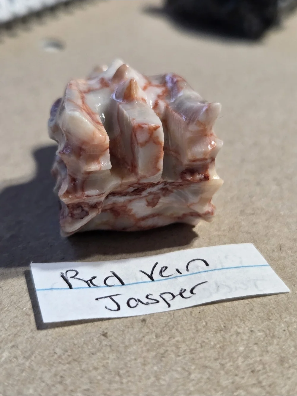 Detailed Red Vein Jasper Crystal Carved Dragon Head Stone Sculpture Decor